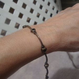 Sterling silver onyx heart bracelet